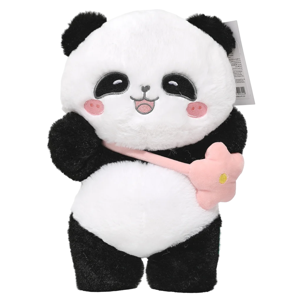 Plüschtier Panda mit Blume-Design, 32 cm (Schwarz/Weiß)