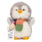 Plüschtier Pinguin, 25 cm mit Schal-Design (Grau/Weiß)