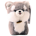 Plüschtier Husky aus Kunstkaninchenfell, 18 cm (Grau/Weiß)
