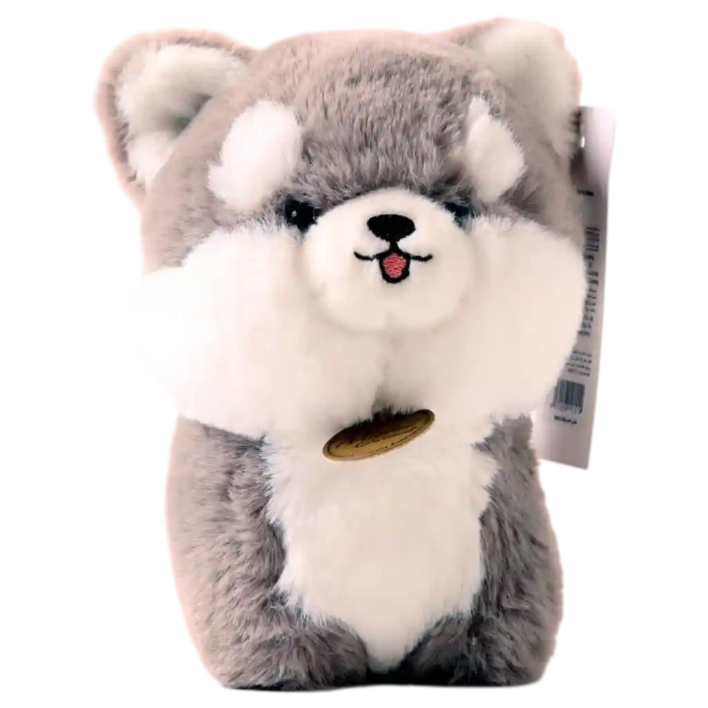 Plüschtier Husky aus Kunstkaninchenfell, 18 cm (Grau/Weiß)