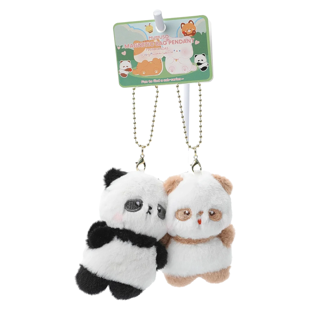 2-teiliges Plüsch-Anhänger-Set mit Panda-Design (Schwarz/Weiß/Beige)