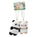 2-teiliges Plüsch-Anhänger-Set mit Panda-Design (Schwarz/Weiß/Beige)