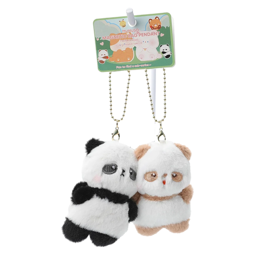 2-teiliges Plüsch-Anhänger-Set mit Panda-Design (Schwarz/Weiß/Beige)