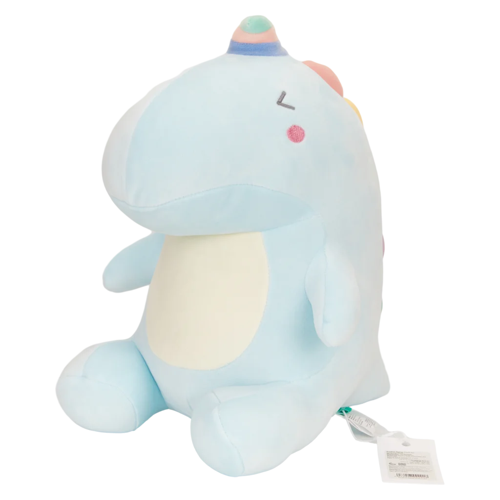 Plüschtier Einhorn-Dinosaurier mit Regenbogen-Design (Blau/Pastell)