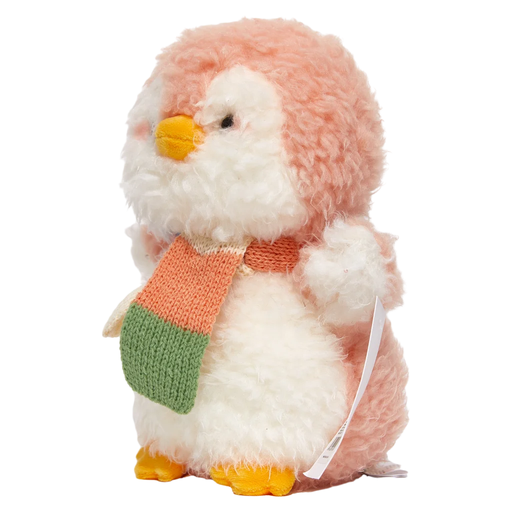 Plüschtier Pinguin, 25 cm mit Schal-Design (Rosa/Weiß)