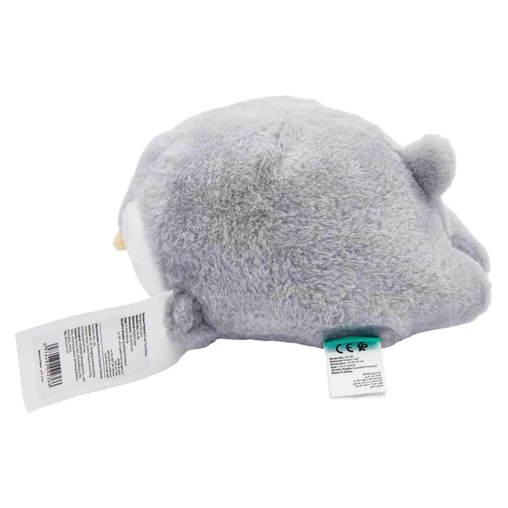 Plüschtier im Pinguin-Design aus Kaninchenfell-Imitat, 22 cm (Grau/Blau)
