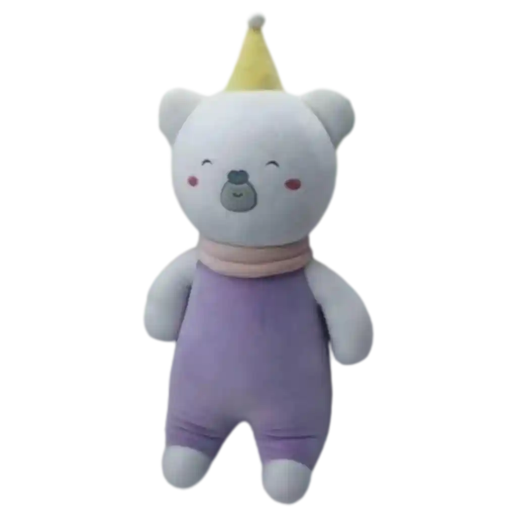 Plüschtier Bär mit Hut, 65 cm (Weiß/Lila/Gelb)
