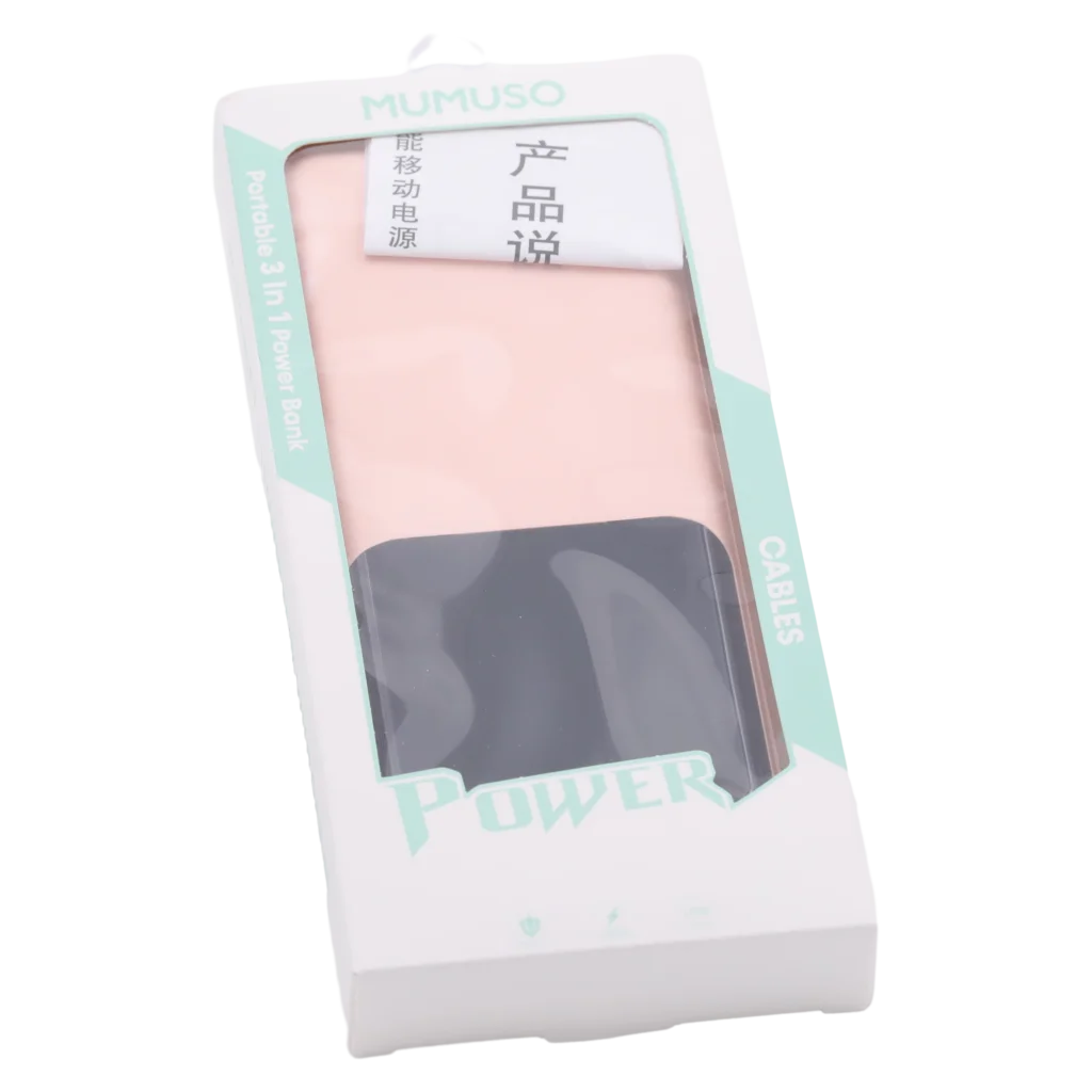 Powerbank aus Kunststoff mit integrierten Kabeln, 10000 mAh (Rosa)