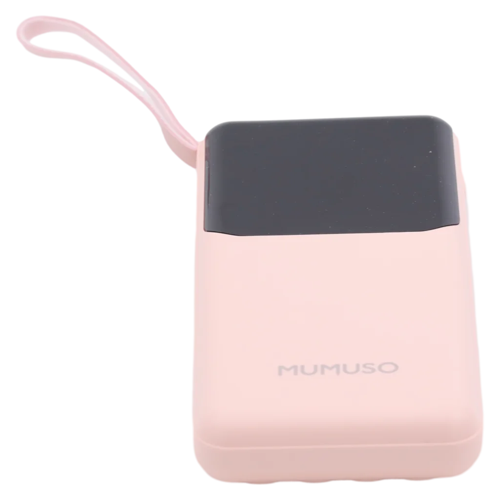 Powerbank aus Kunststoff mit integrierten Kabeln, 10000 mAh (Rosa)