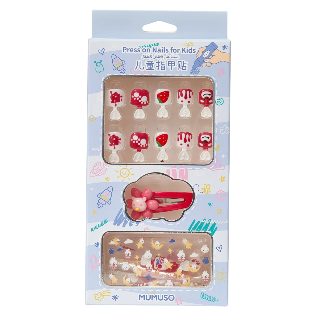 Press-on Nails For Kids (Bear & Raspberry)