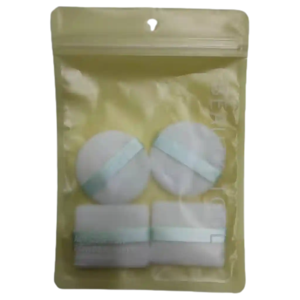 4er-Set Puderquasten aus Flockmaterial für Foundation und Puder (Weiß/Mint)