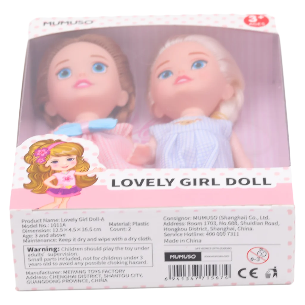 2-teiliges Puppenset aus PVC und ABS, liebevolles Design (Rosa/Blau)