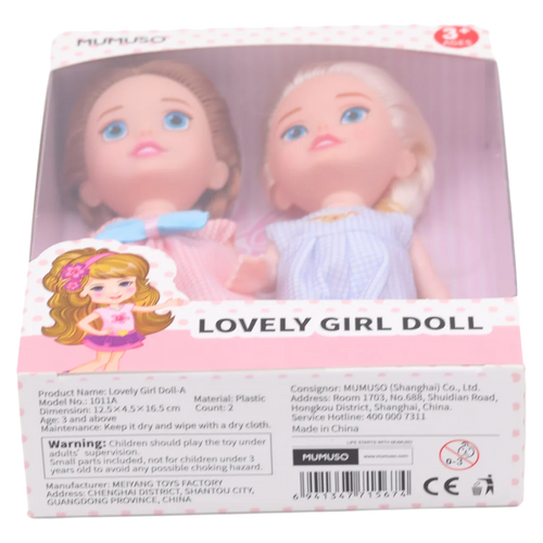 2-teiliges Puppenset aus PVC und ABS, liebevolles Design (Rosa/Blau)