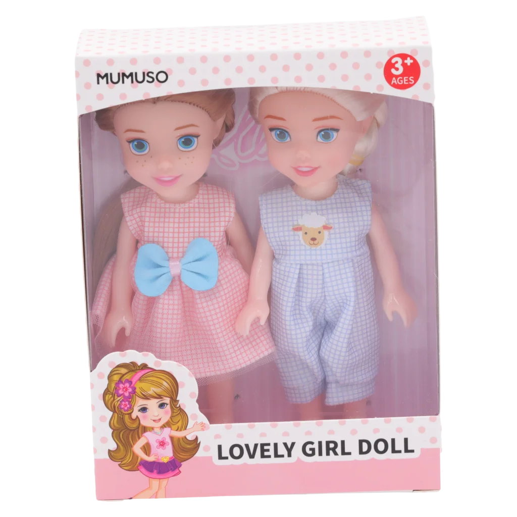 2-teiliges Puppenset aus PVC und ABS, liebevolles Design (Rosa/Blau)