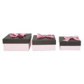 Quadratische Geschenkbox Karton mit Schleifen-Design, groß (Rosa/Schwarz)