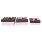 Quadratische Geschenkbox Karton mit Schleifen-Design, groß (Rosa/Schwarz)