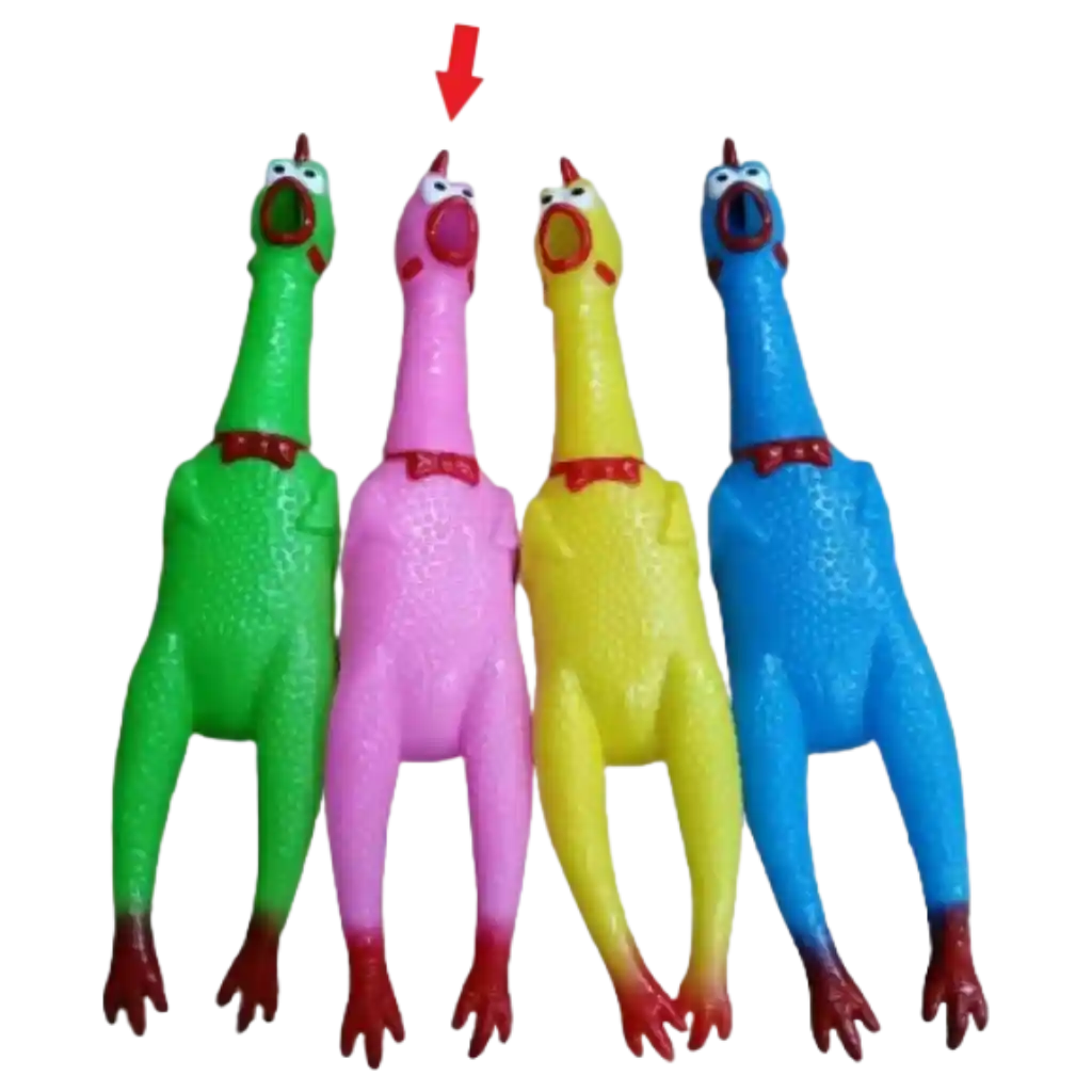 Quietschhuhn aus PVC, Kinderspielzeug mit Huhn-Design (Pink)