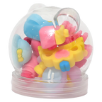 Radiergummi-Set mit verspieltem Print in Dose (Blau/Rosa/Gelb)