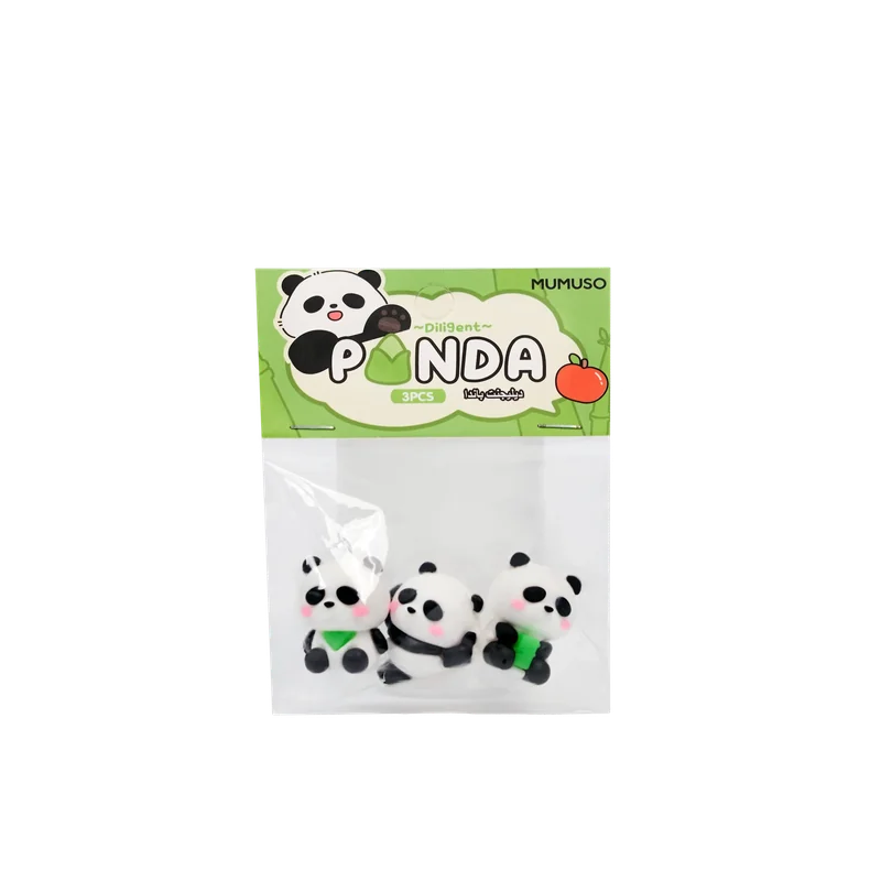 Radiergummi-Set mit Panda-Design (Schwarz/Weiß/Grün)
