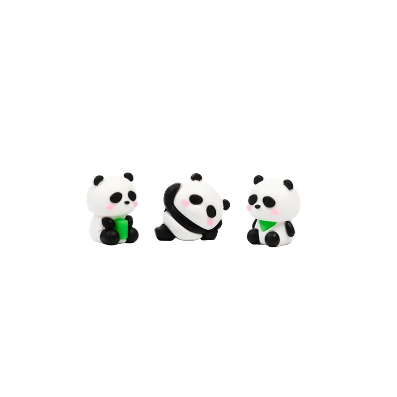 Radiergummi-Set mit Panda-Design (Schwarz/Weiß/Grün)