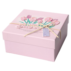 Rechteckige Geschenkbox mit Tulpen-Design, groß (Rosa)