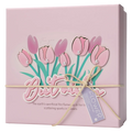 Rechteckige Geschenkbox mit Tulpen-Design, groß (Rosa)