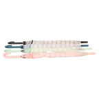 Transparenter Fiberglas-Regenschirm mit Raster-Design, J-Griff (Dunkelblau/Mint/Pink)