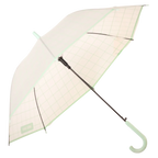 Transparenter Fiberglas-Regenschirm mit Raster-Design, J-Griff (Dunkelblau/Mint/Pink)