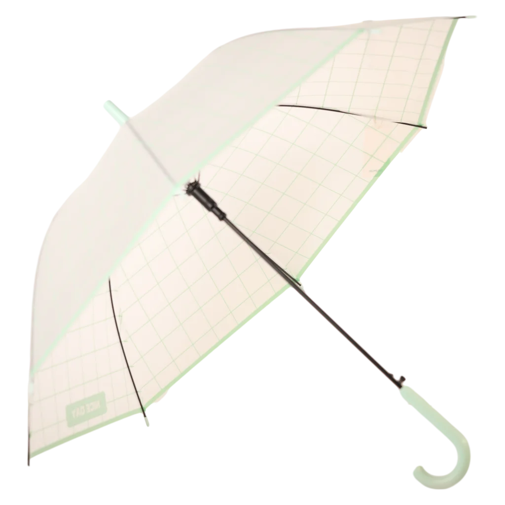 Transparenter Fiberglas-Regenschirm mit Raster-Design, J-Griff (Dunkelblau/Mint/Pink)