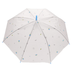 Transparenter Regenschirm mit Frucht-Print und J-Griff (Blau/Gelb/Lila/Schwarz)