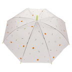 Transparenter Regenschirm mit Frucht-Print und J-Griff (Blau/Gelb/Lila/Schwarz)