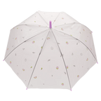 Transparenter Regenschirm mit Frucht-Print und J-Griff (Blau/Gelb/Lila/Schwarz)