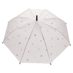 Transparenter Regenschirm mit Frucht-Print und J-Griff (Blau/Gelb/Lila/Schwarz)