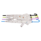 Transparenter Regenschirm mit Frucht-Print und J-Griff (Blau/Gelb/Lila/Schwarz)