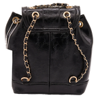 Rucksack mit Ketten-Umhängeriemen aus Kunstleder (Schwarz)