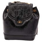 Rucksack mit Ketten-Umhängeriemen aus Kunstleder (Schwarz)