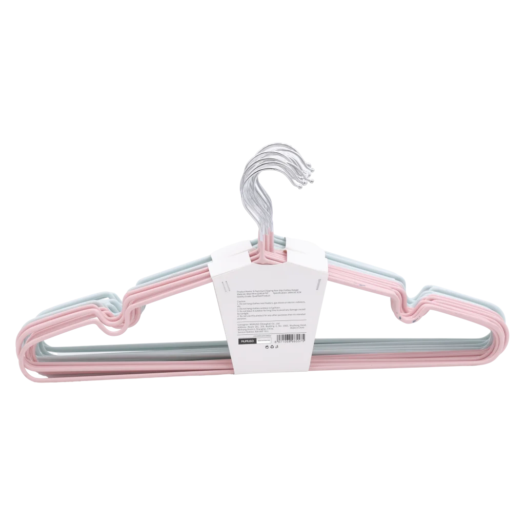 9er-Pack rutschfeste Kleiderbügel aus Stahl/PVC (Rosa/Blau/Grün/Weiß/Grau)