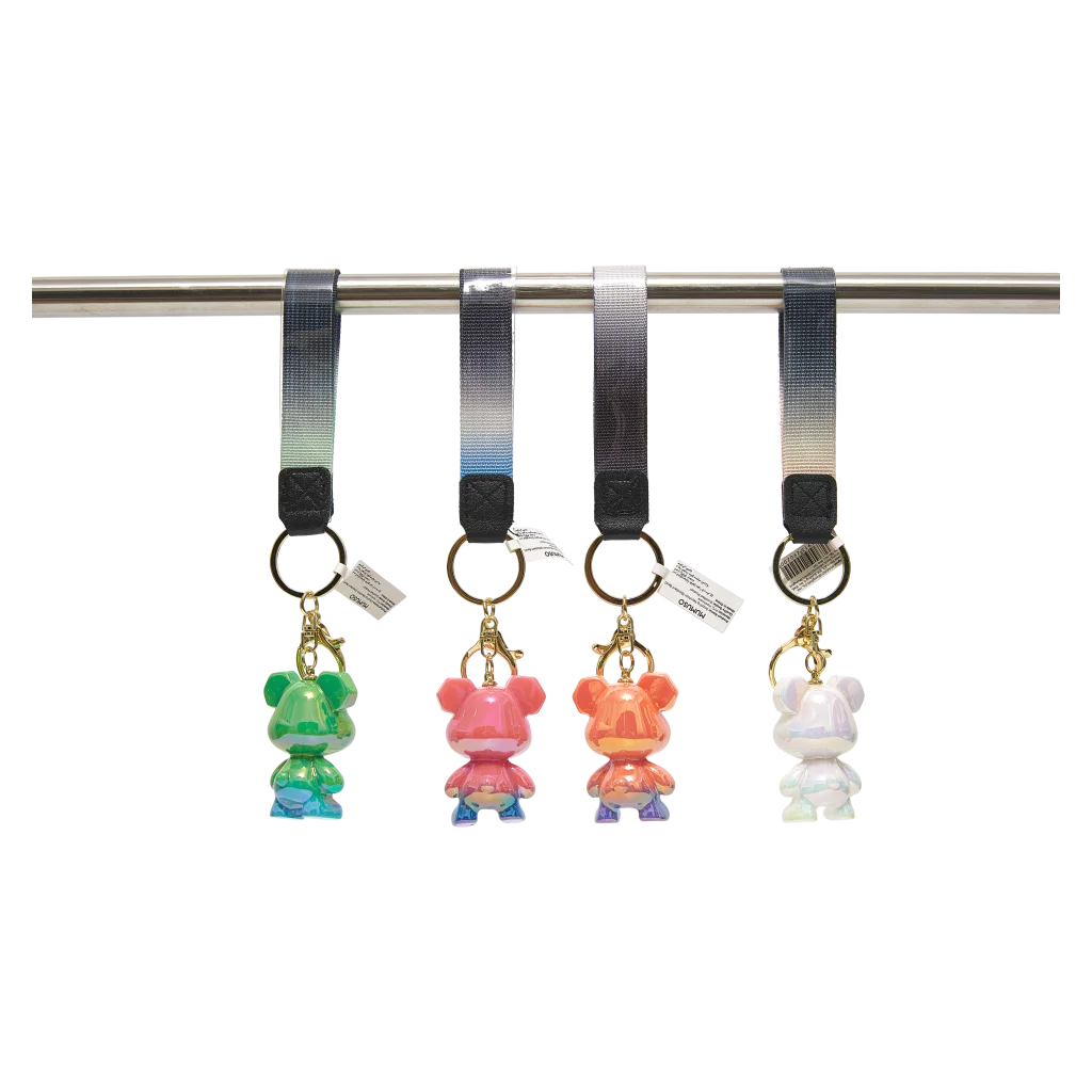Schlüsselanhänger mit Bär-Design und Farbverlauf (Weiß/Rosa/Orange/Pink/Grün/Blau)