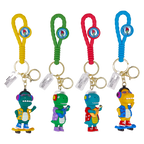 Kinder Schlüsselanhänger aus PVC mit Dinosaurier-Design (Gelb/Grün/Rot/Blau)