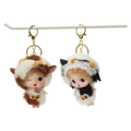 Schlüsselanhänger Puppe mit Kuh-Design (Weiß/Schwarz/Braun)