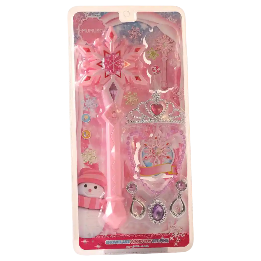 Zauberstab-Set aus Kunststoff mit Schneeflocken-Design für Kinder (Rosa)