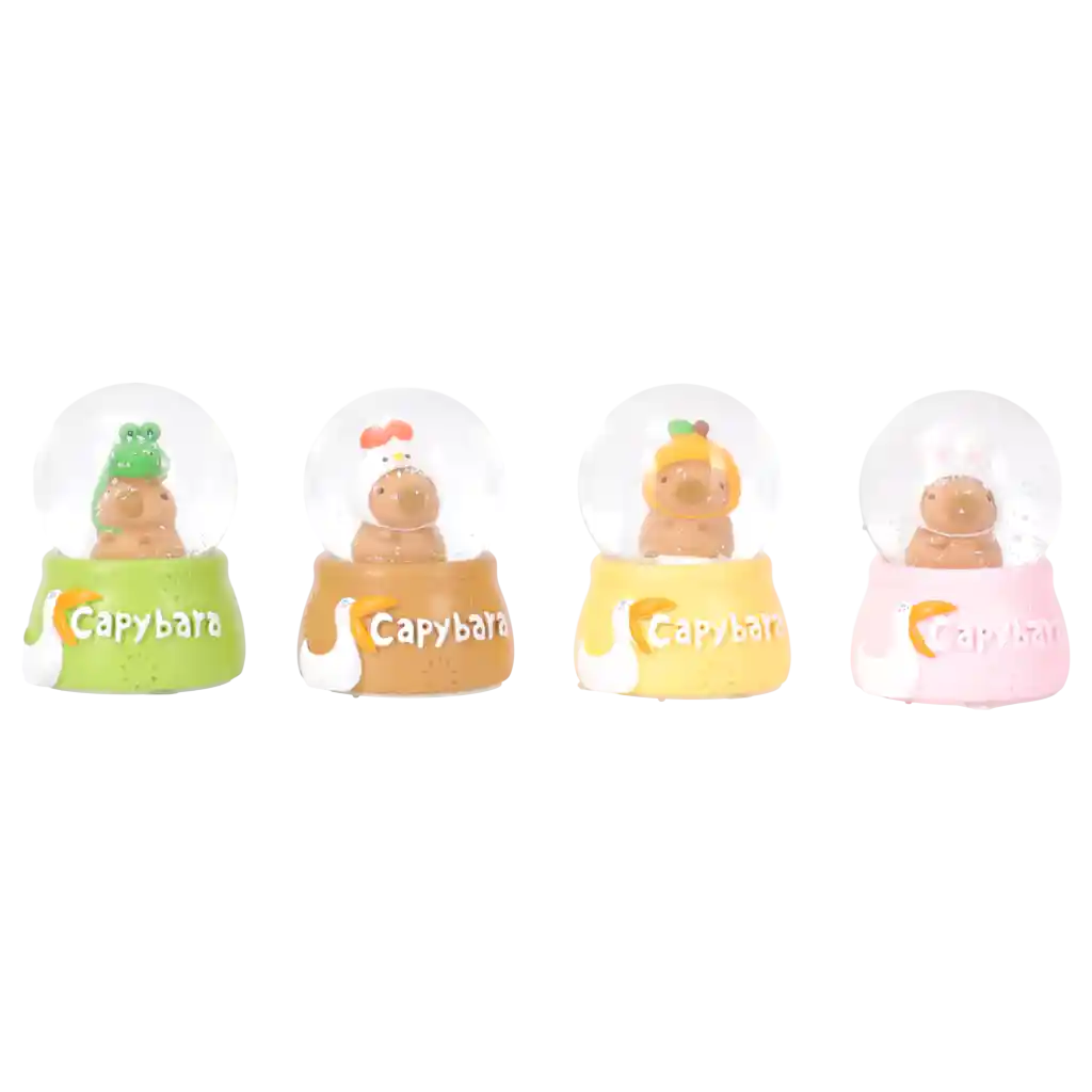 Schneekugel mit Licht im Capybara-Design, Kollektion Capybara (Grün/Orange/Gelb/Rosa)