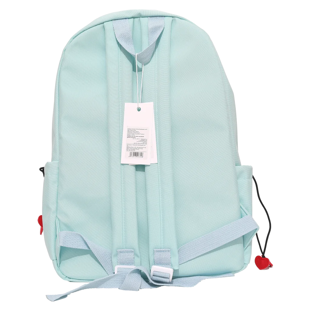 Schulrucksack aus Nylonstoff mit Herz-Design (Blau)