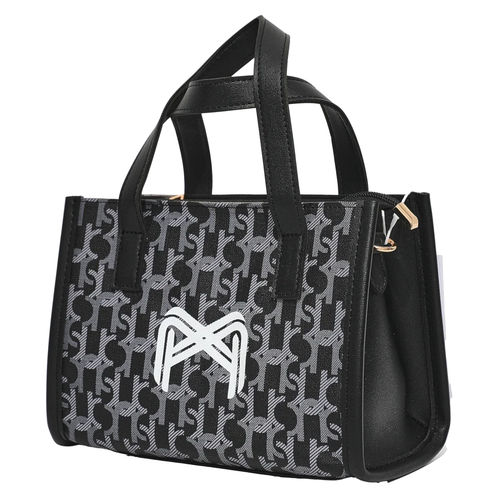 Schultertasche mit Print-Design, Schulterriemen (Schwarz)