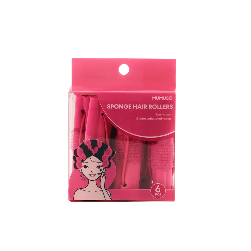 6er-Set Schwamm-Lockenwickler für sanftes Styling (Rosa)