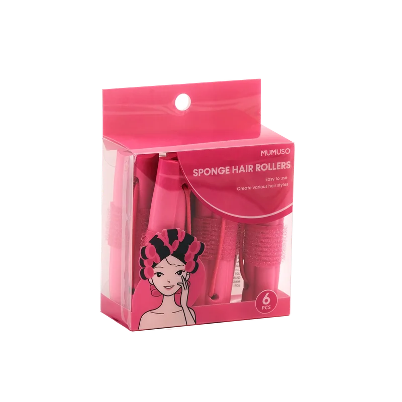 6er-Set Schwamm-Lockenwickler für sanftes Styling (Rosa)
