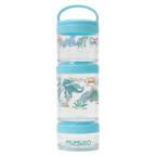3-stöckige Kunststoff-Snackbox mit Dinosaurier-Design (Blau)
