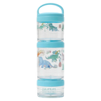 3-stöckige Kunststoff-Snackbox mit Dinosaurier-Design (Blau)