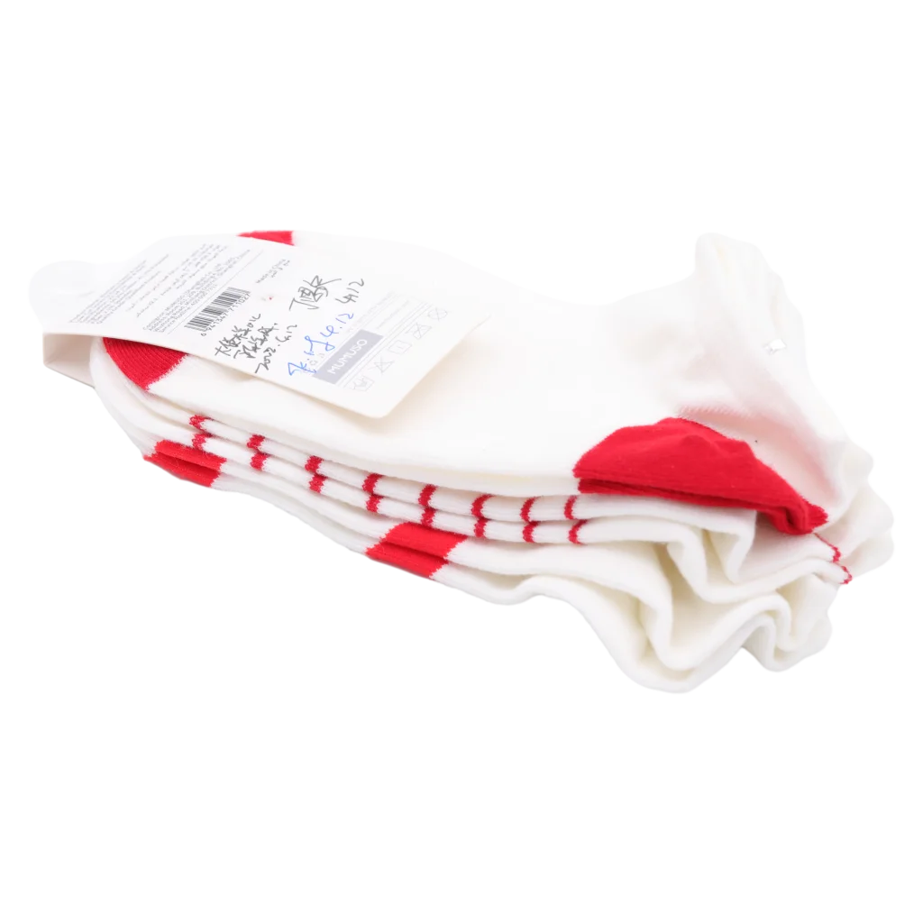 3er-Pack Damen Sneakersocken aus Baumwolle mit Herz- und Streifen-Print (Weiß/Rot)