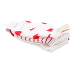 3er-Pack Damen Sneakersocken aus Baumwolle mit Herz- und Streifen-Print (Weiß/Rot)